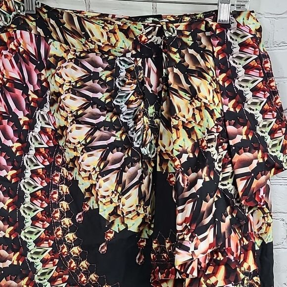 Etcetera Unique Jewel Print Cascade Drape Knee Length Straight Pencil Skirt Sz 8 - Picture 6 of 7